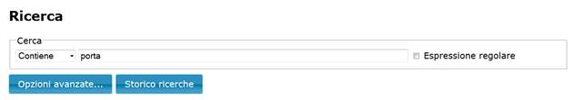 Si cerca la forma 'porta' con opzione 'Contiene'