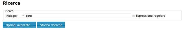 Si cerca la forma 'porta' con opzione 'Inizia per'